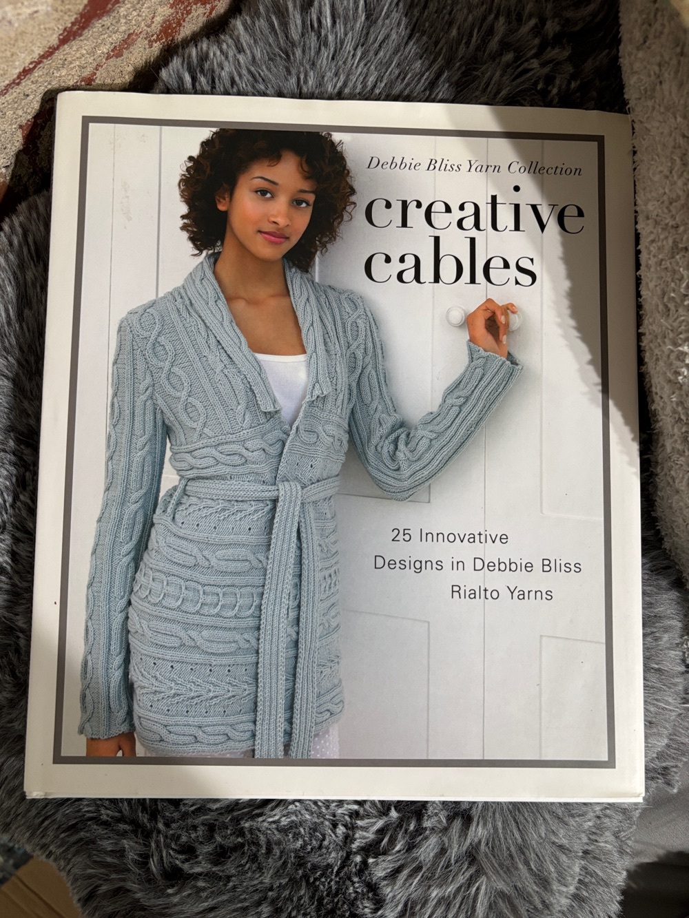 Light Blue Cable-Knit Wrap Cardigan